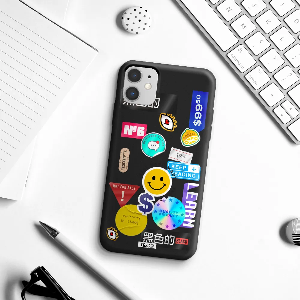Happy Stıckers Apple iPhone 11 Silicone black Case