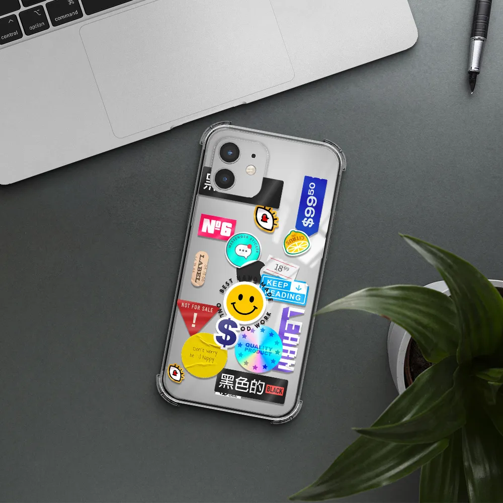 Happy Stıckers Apple iPhone 12 Clear PC Case