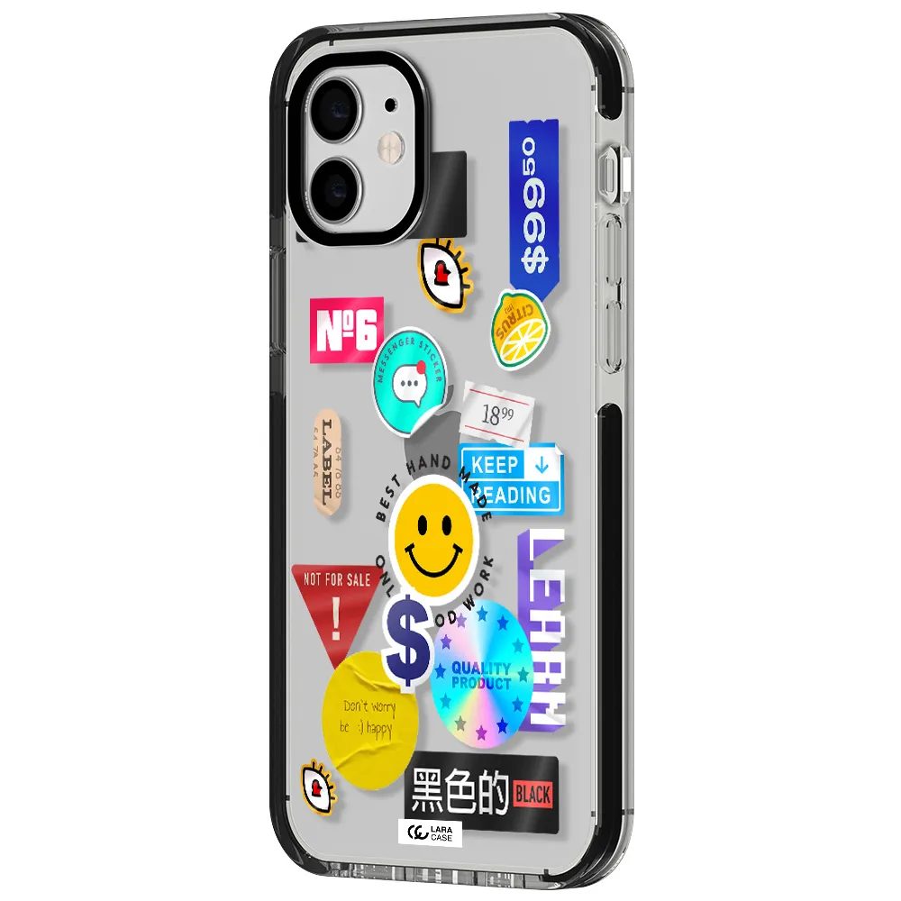 Happy Stıckers Apple iPhone 12 impact black border Case