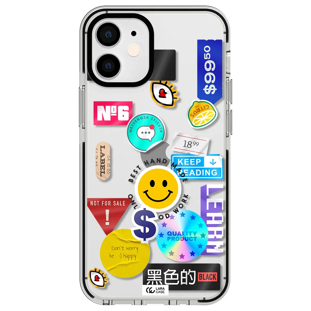 Happy Stıckers Apple iPhone 12 mini impact black border Case