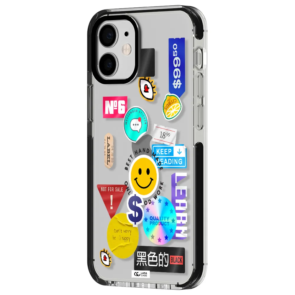 Happy Stıckers Apple iPhone 12 mini impact black border Case