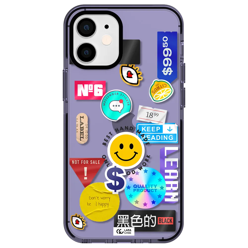Happy Stıckers Apple iPhone 12 mini impact Lilac Case