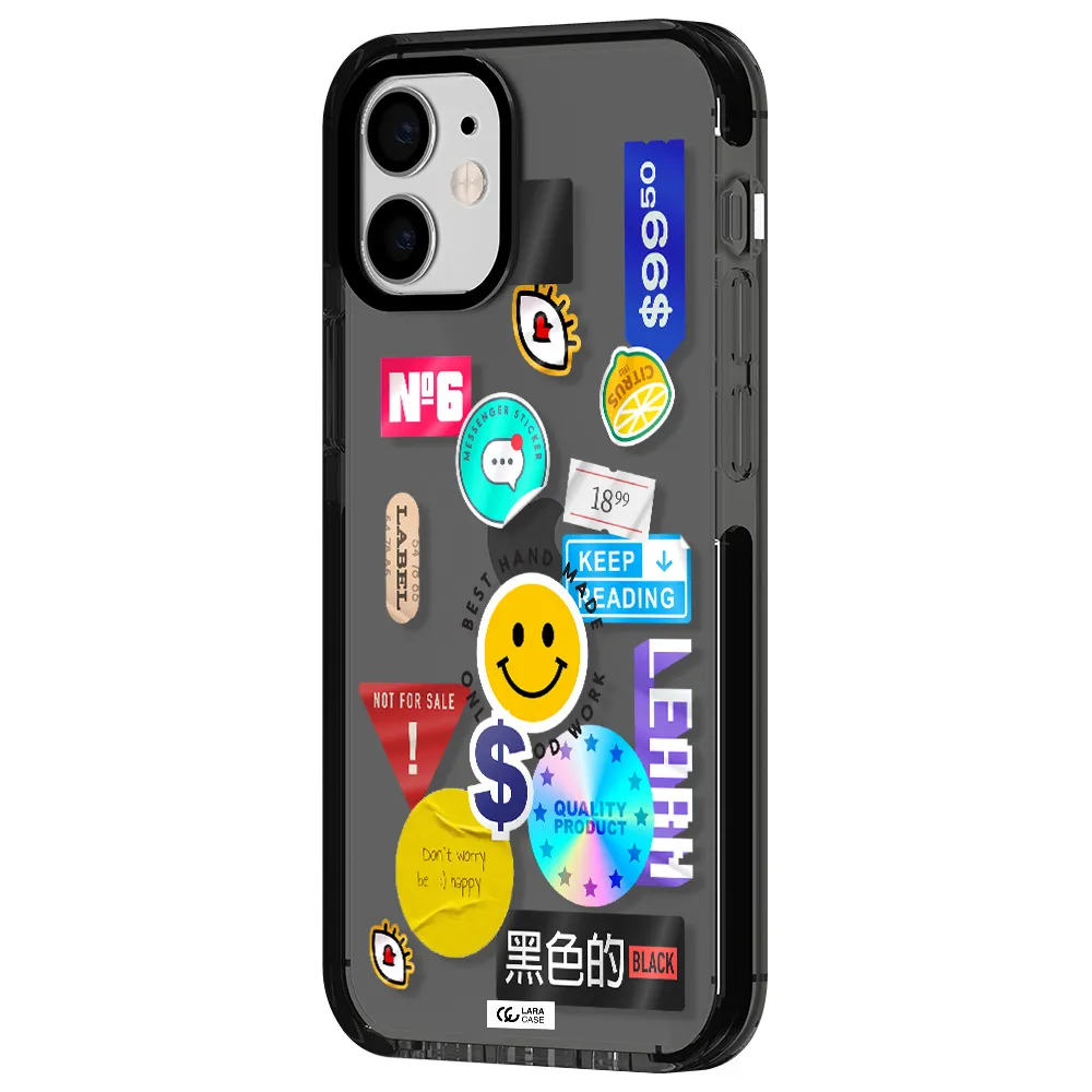 Happy Stıckers Apple iPhone 12 mini impact Smoke Black Case