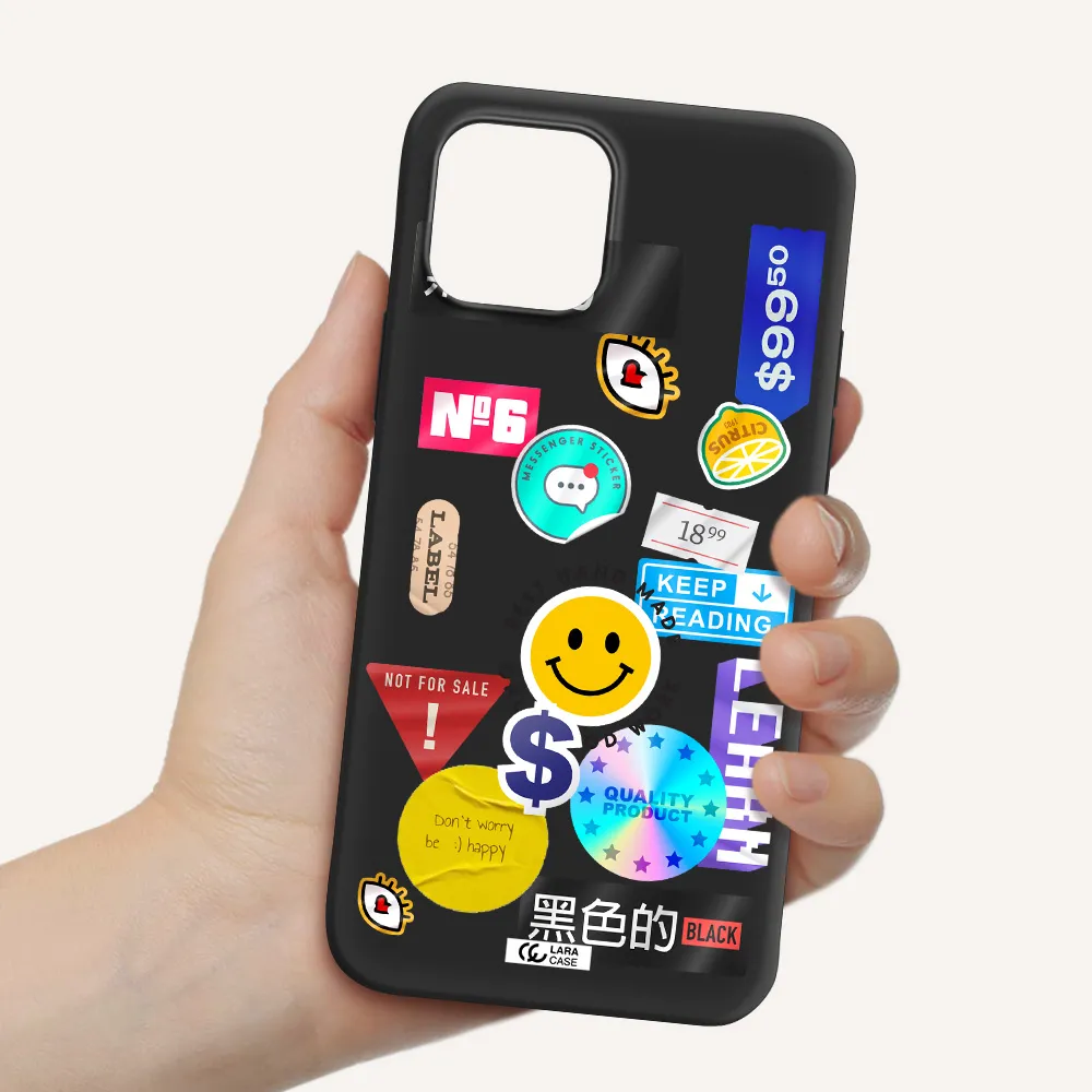 Happy Stıckers Apple iPhone 12 mini Silicone black Case