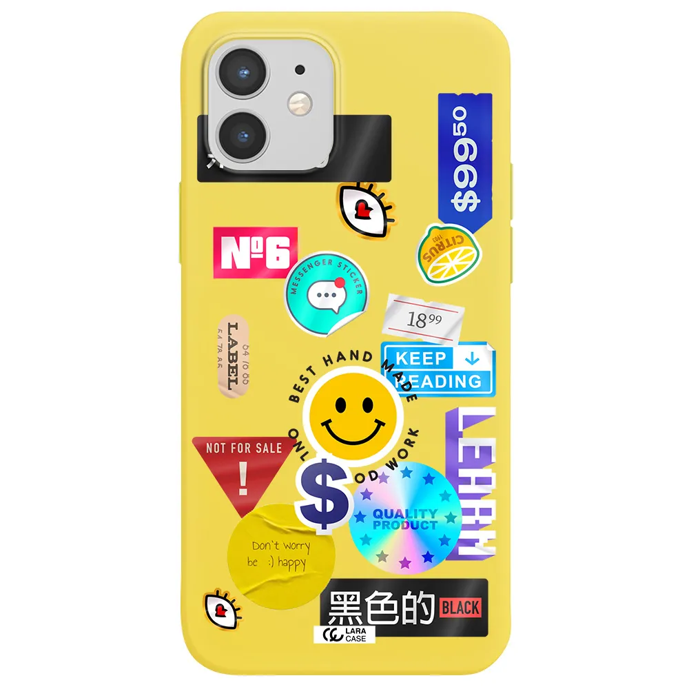 Happy Stıckers Apple iPhone 12 mini Silicone canary yellow Case