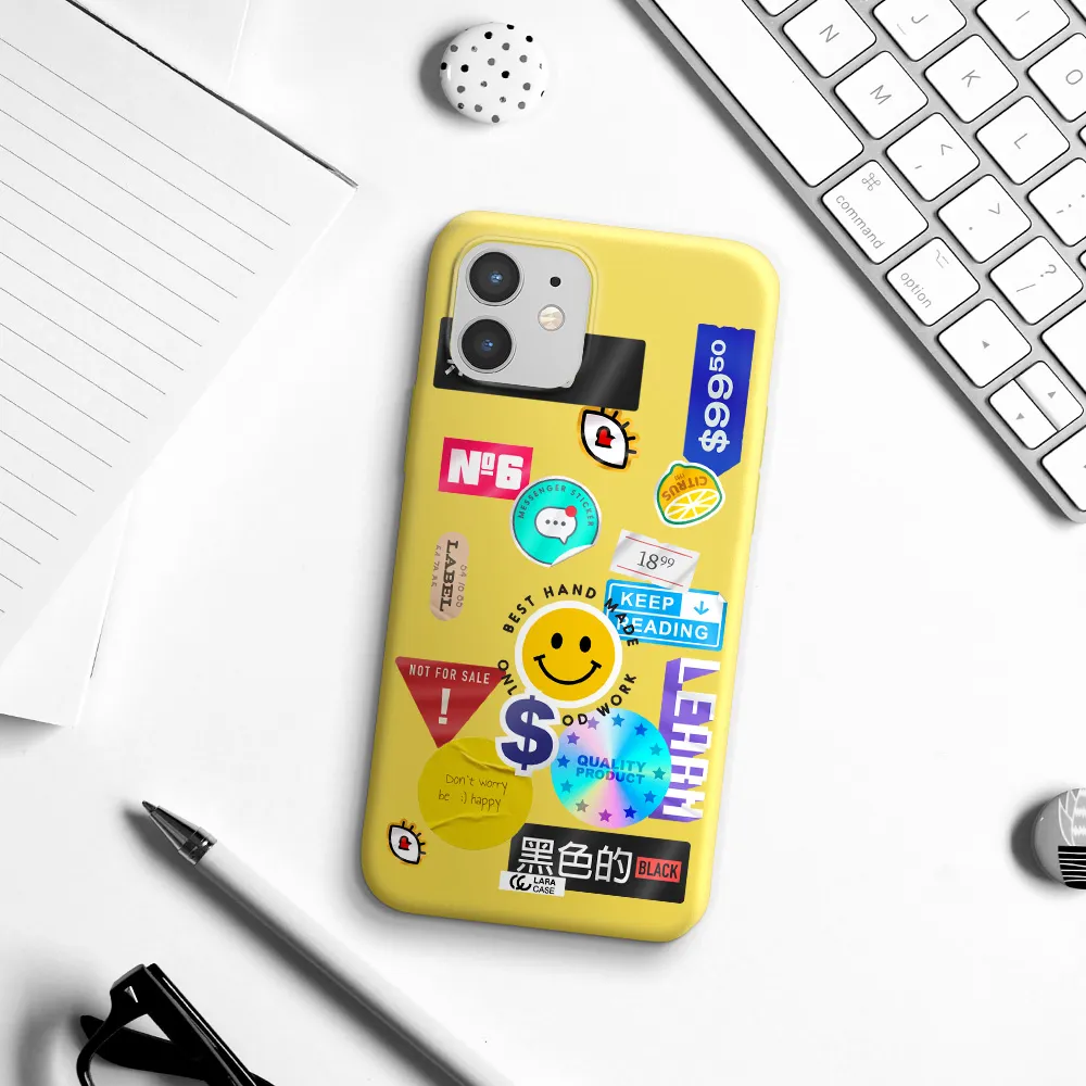 Happy Stıckers Apple iPhone 12 mini Silicone canary yellow Case