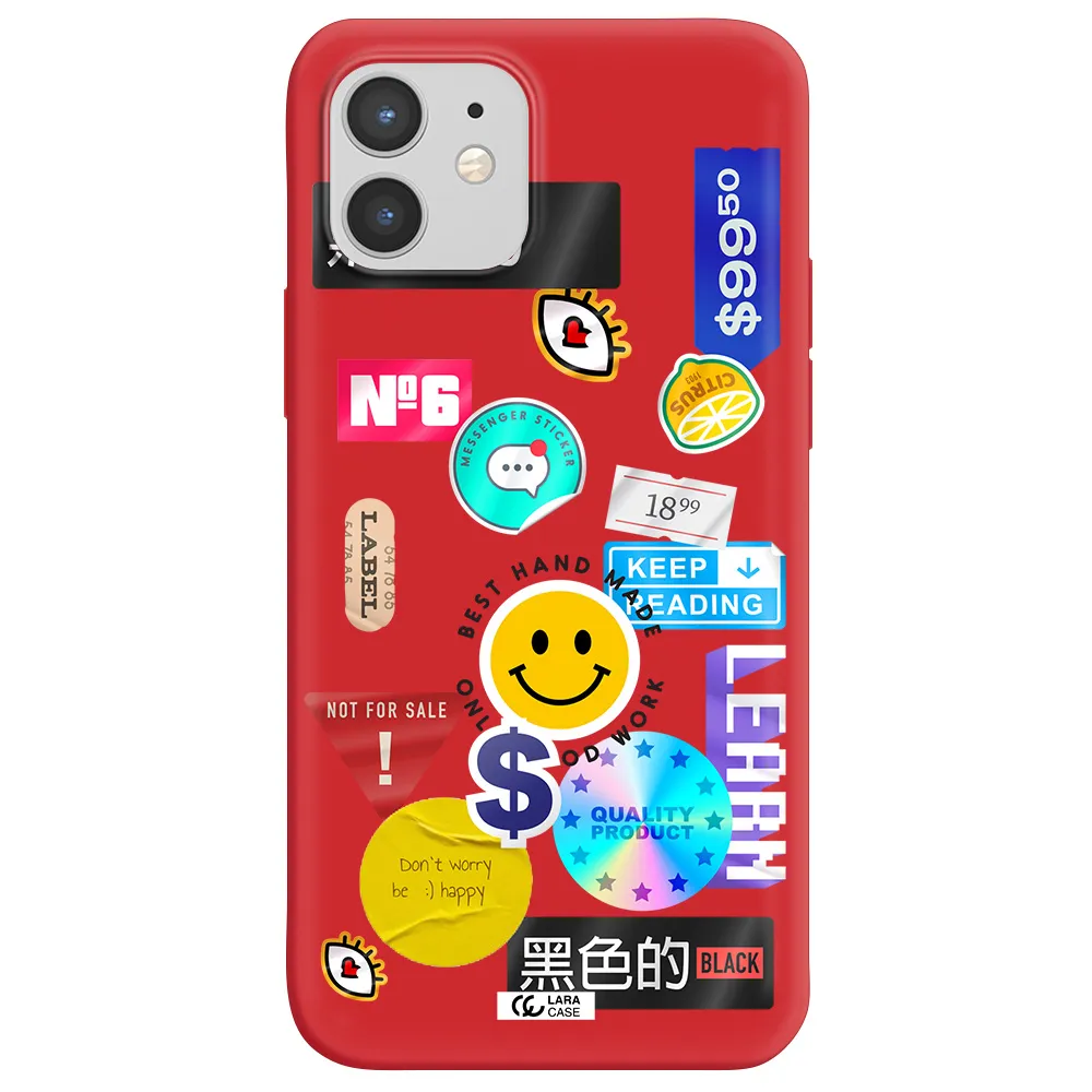 Happy Stıckers Apple iPhone 12 mini Silicone Imperial Red Case