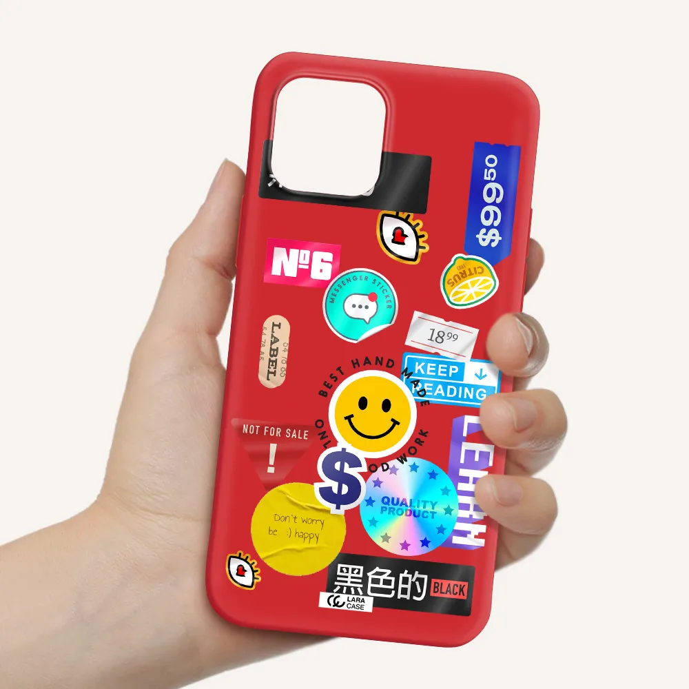 Happy Stıckers Apple iPhone 12 mini Silicone Imperial Red Case