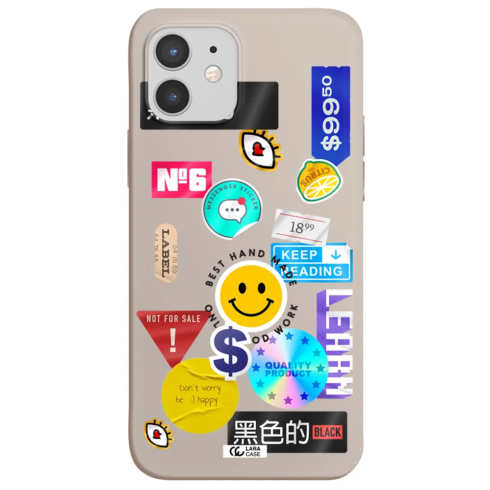 Happy Stıckers Apple iPhone 12 mini Silicone Stone Case