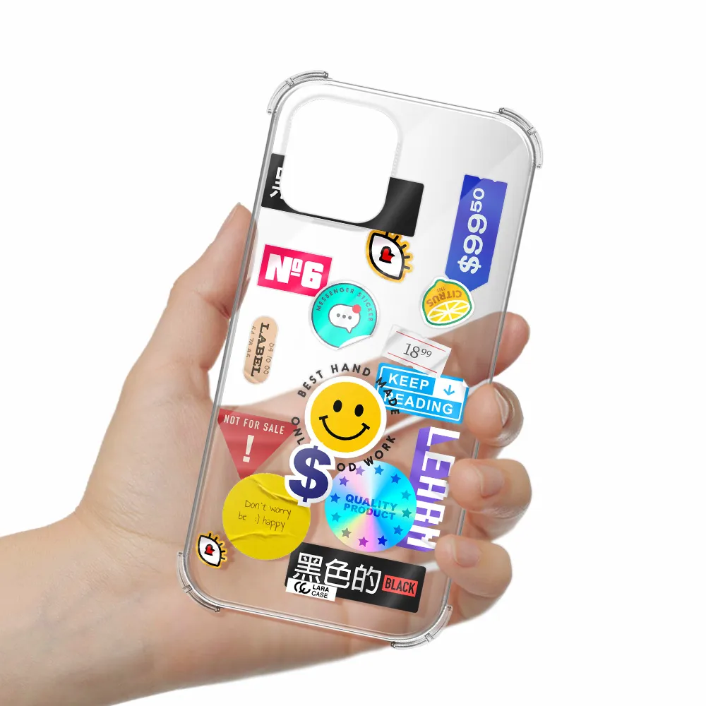 Happy Stıckers Apple iPhone 12 pro Clear PC Case