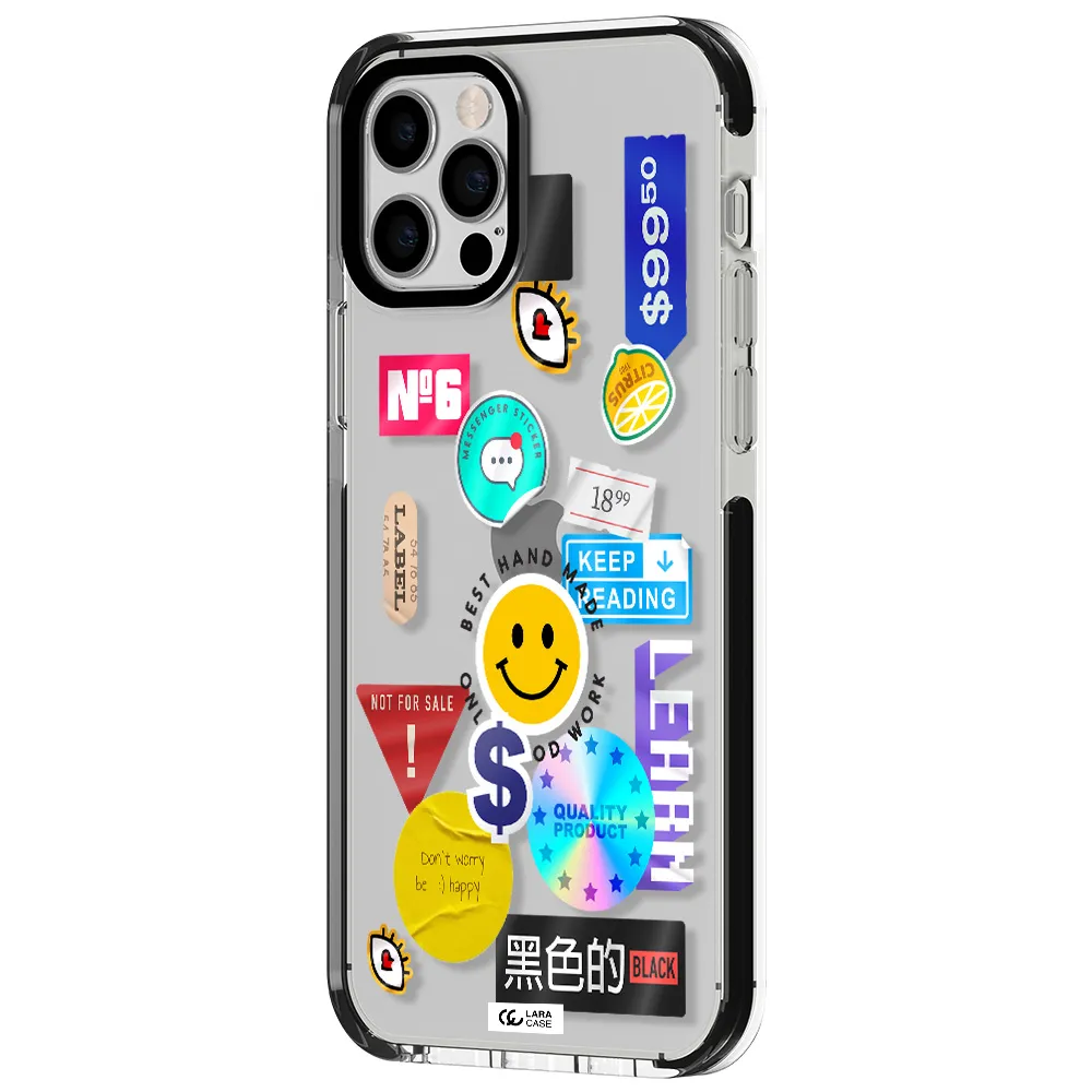 Happy Stıckers Apple iPhone 12 pro impact black border Case