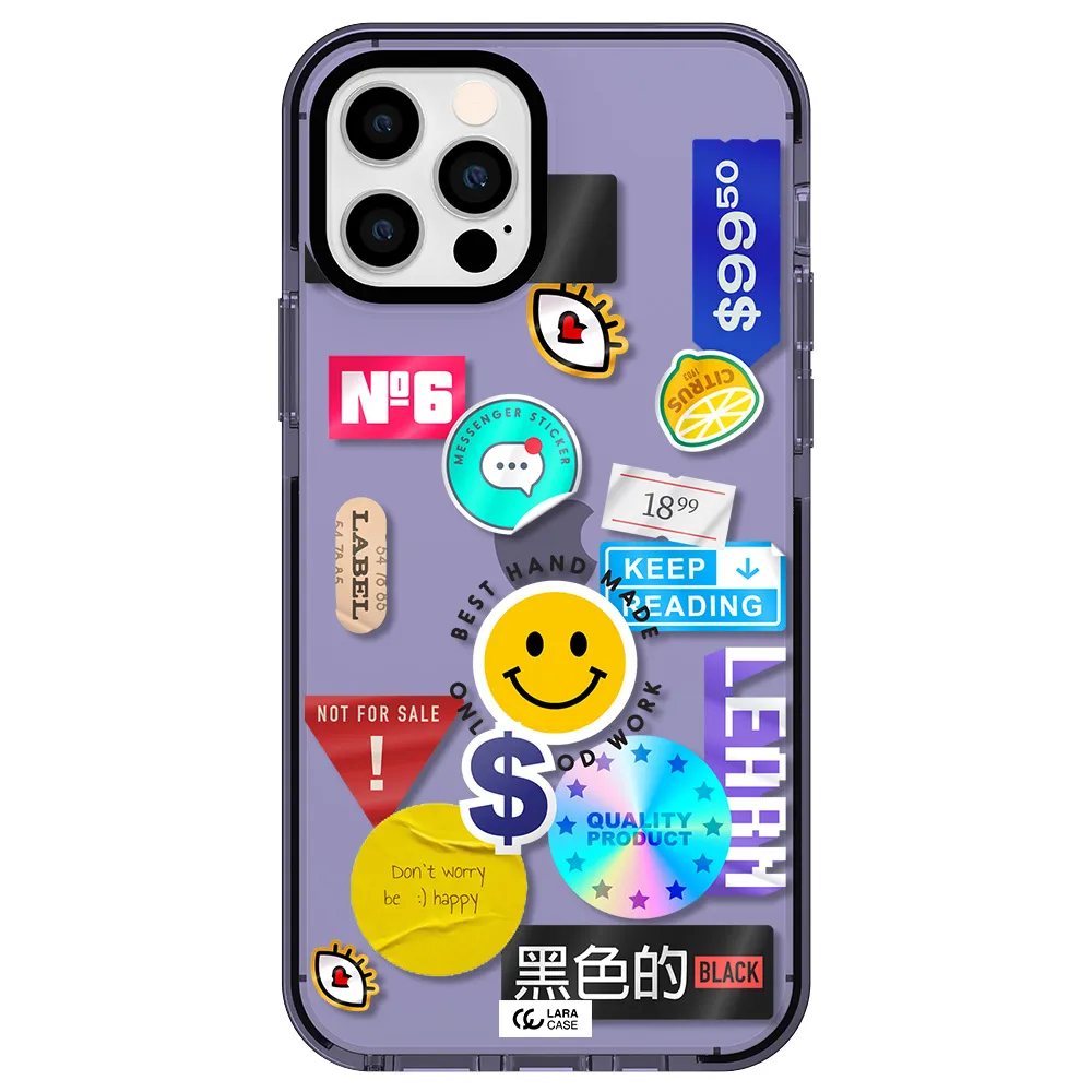 Happy Stıckers Apple iPhone 12 pro impact Lilac Case