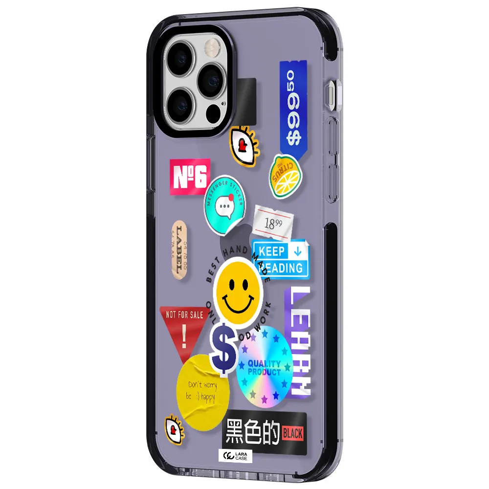 Happy Stıckers Apple iPhone 12 pro impact Lilac Case