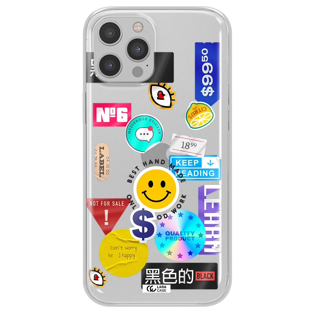 Happy Stıckers Apple iPhone 12 pro max Clear TPU Case