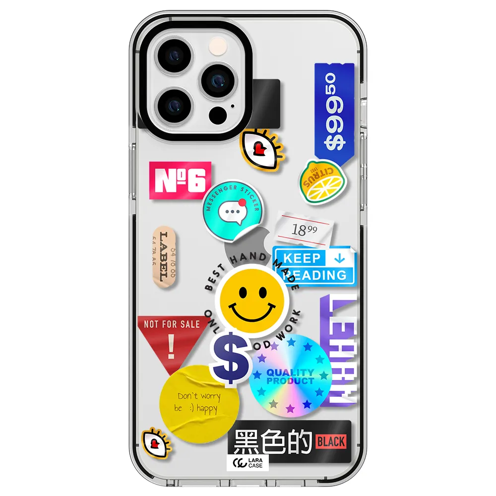 Happy Stıckers Apple iPhone 12 pro max impact black border Case