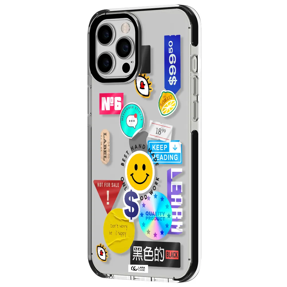 Happy Stıckers Apple iPhone 12 pro max impact black border Case