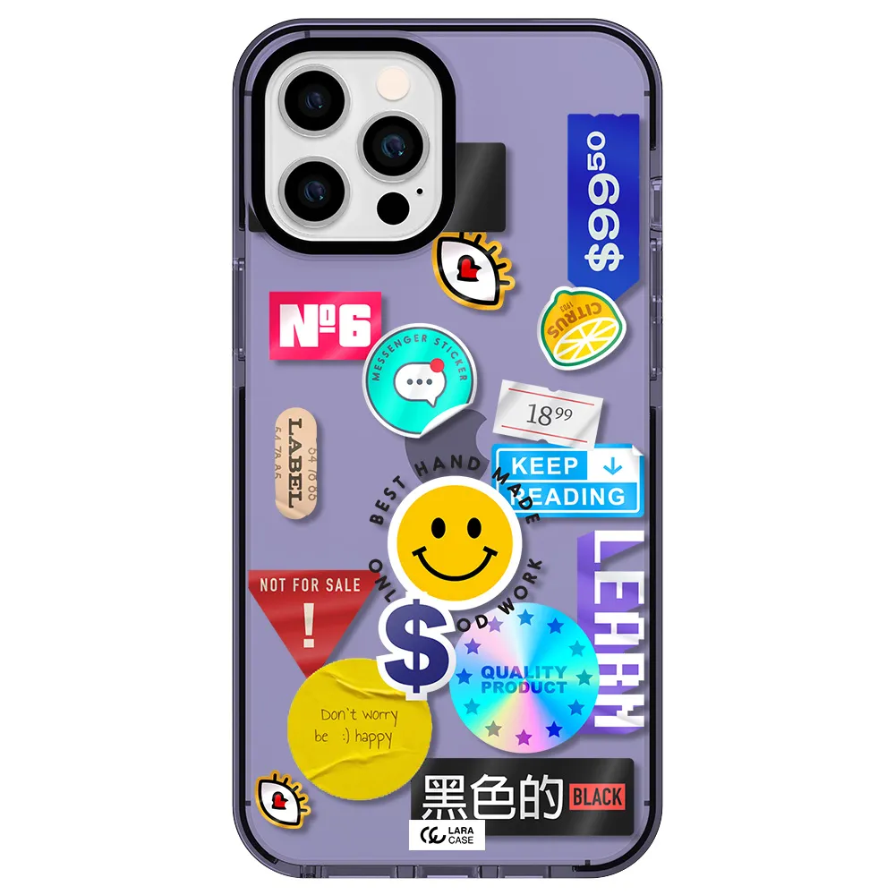 Happy Stıckers Apple iPhone 12 pro max impact Lilac Case