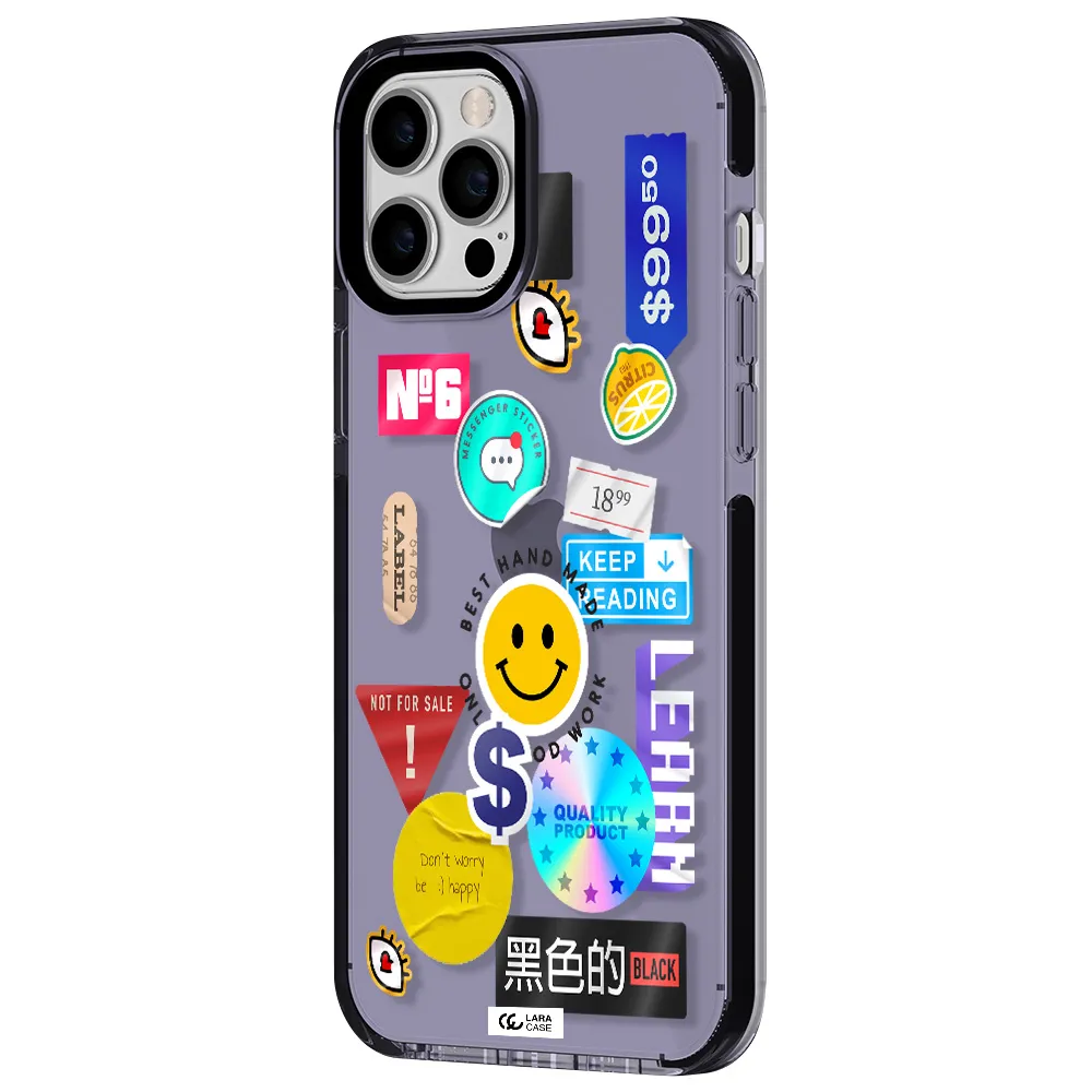 Happy Stıckers Apple iPhone 12 pro max impact Lilac Case