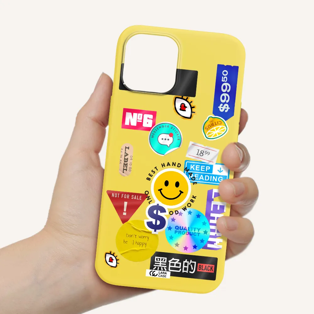 Happy Stıckers Apple iPhone 12 pro max Silicone canary yellow Case