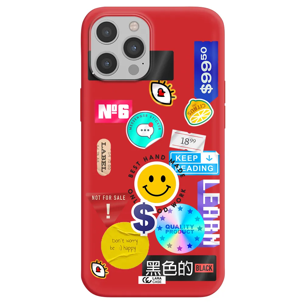 Happy Stıckers Apple iPhone 12 pro max Silicone Imperial Red Case