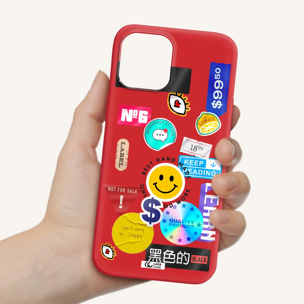 Happy Stıckers Apple iPhone 12 pro max Silicone Imperial Red Case