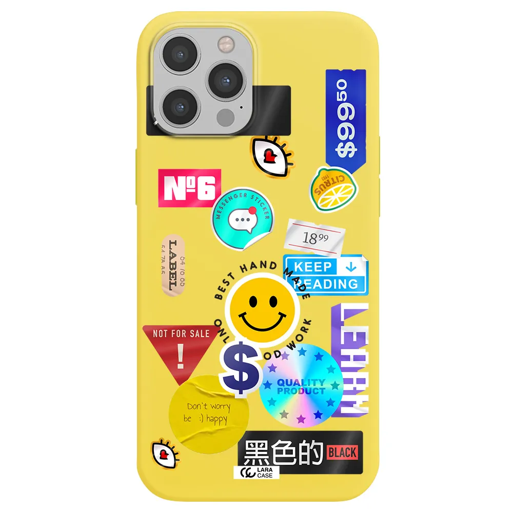 Happy Stıckers Apple iPhone 12 pro Silicone canary yellow Case
