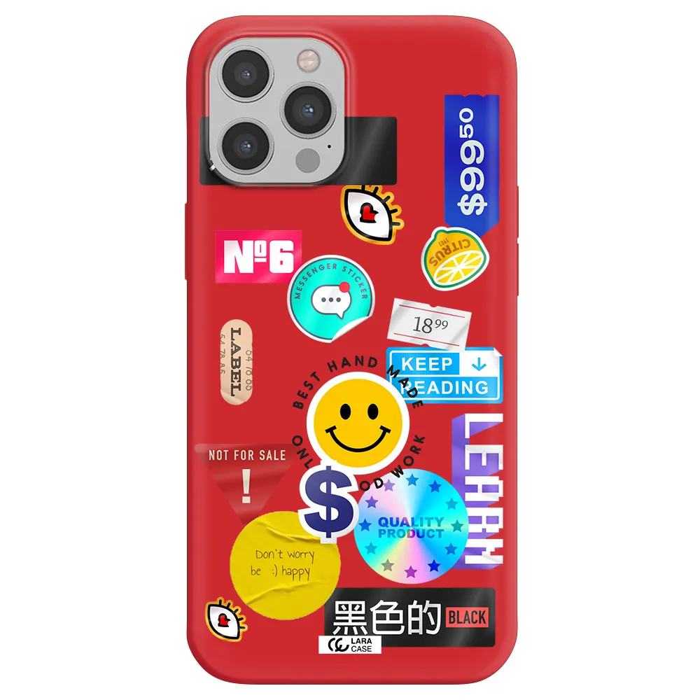 Happy Stıckers Apple iPhone 12 pro Silicone Imperial Red Case