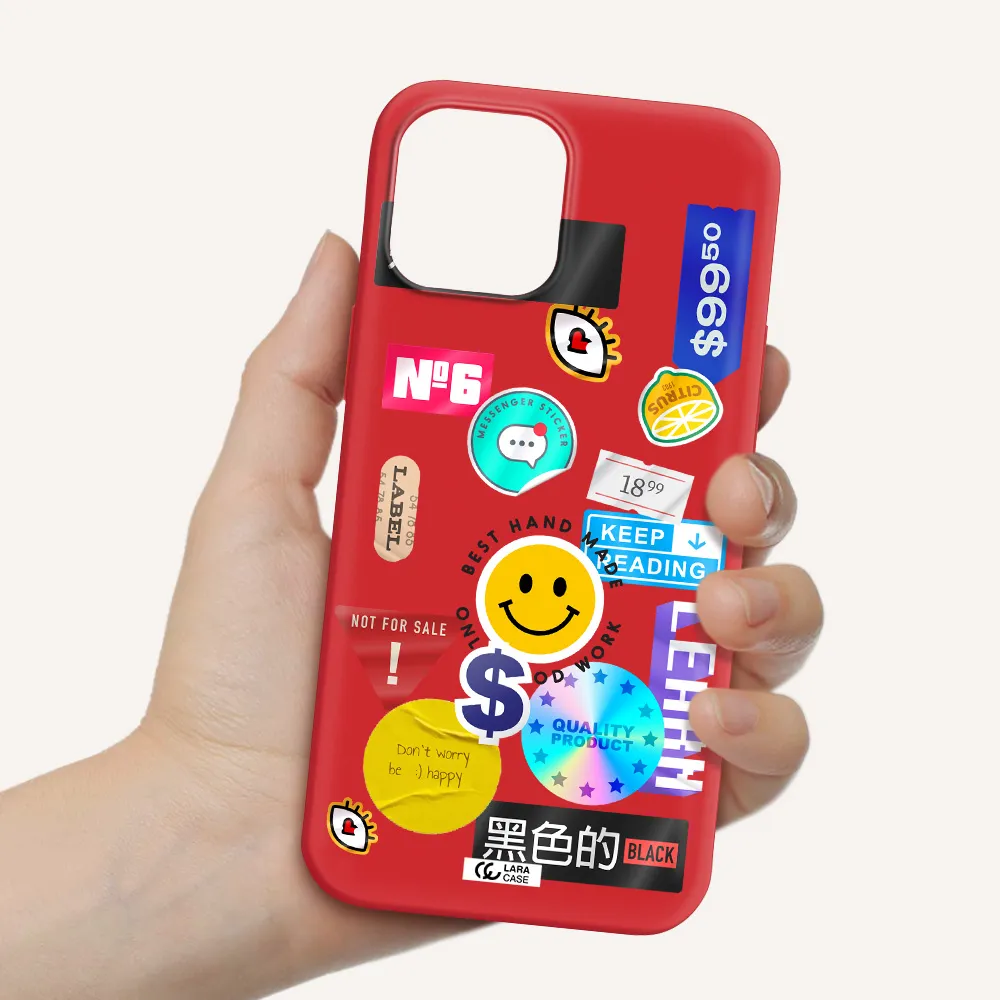 Happy Stıckers Apple iPhone 12 pro Silicone Imperial Red Case