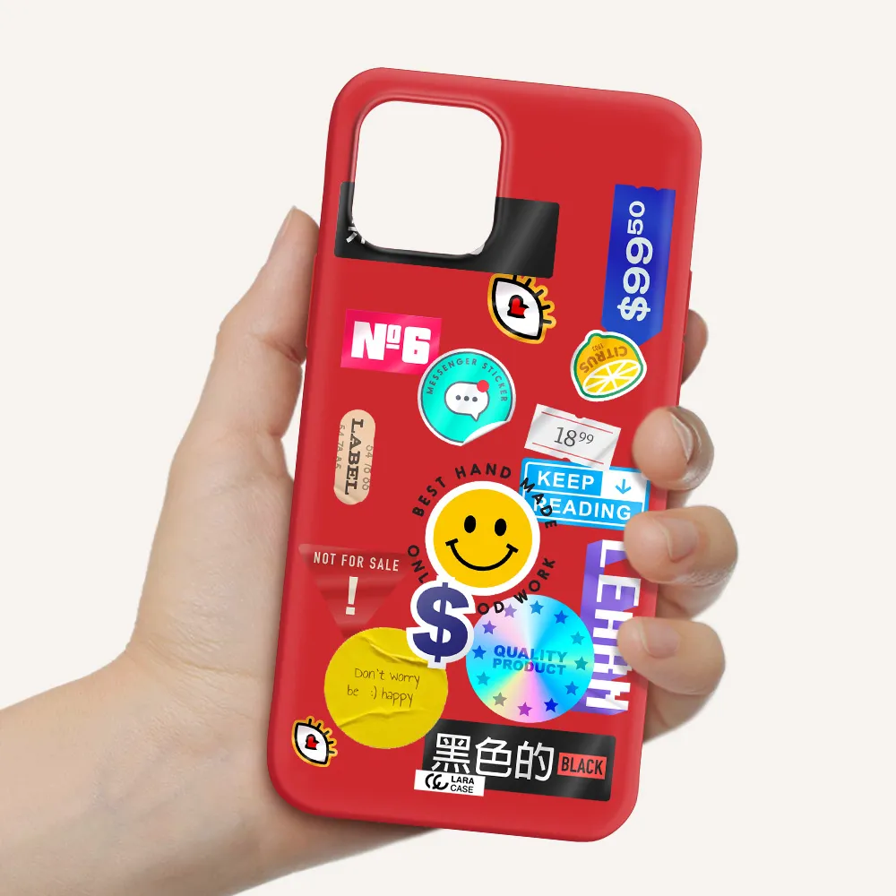 Happy Stıckers Apple iPhone 12 Silicone Imperial Red Case