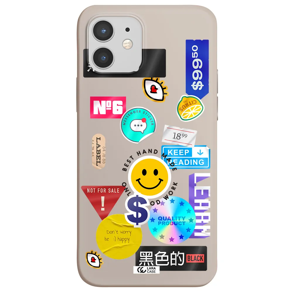 Happy Stıckers Apple iPhone 12 Silicone Stone Case