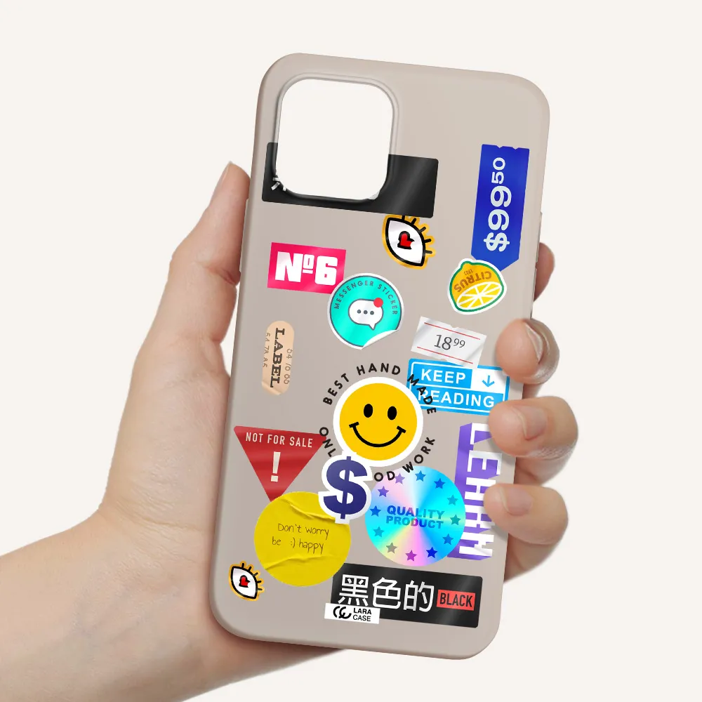 Happy Stıckers Apple iPhone 12 Silicone Stone Case