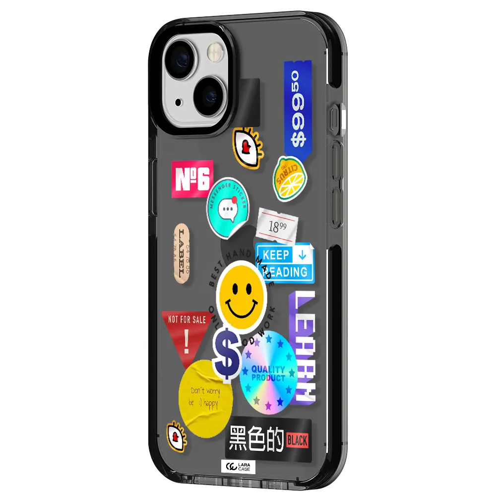 Happy Stıckers Apple iPhone 13 impact Smoke Black Case