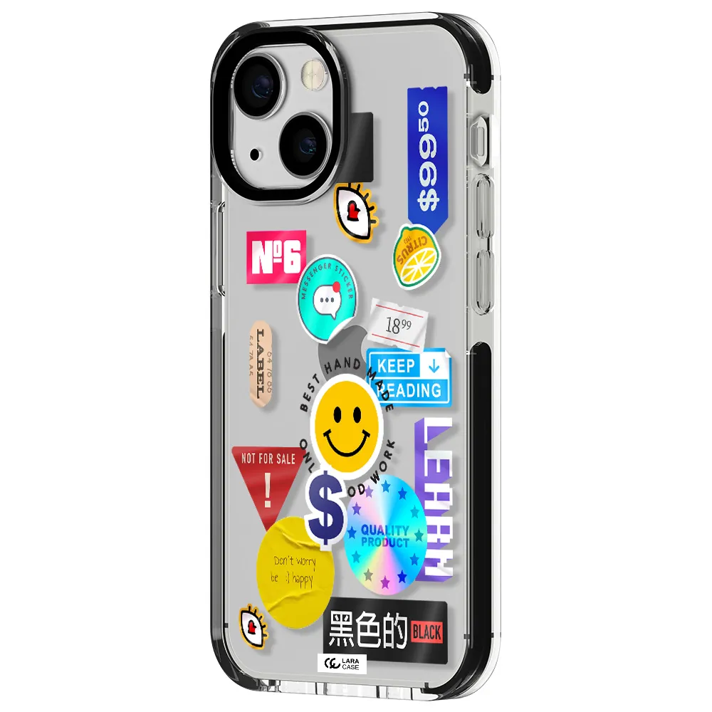 Happy Stıckers Apple iPhone 13 mini impact black border Case