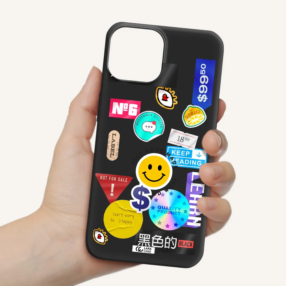 Happy Stıckers Apple iPhone 13 mini Silicone black Case
