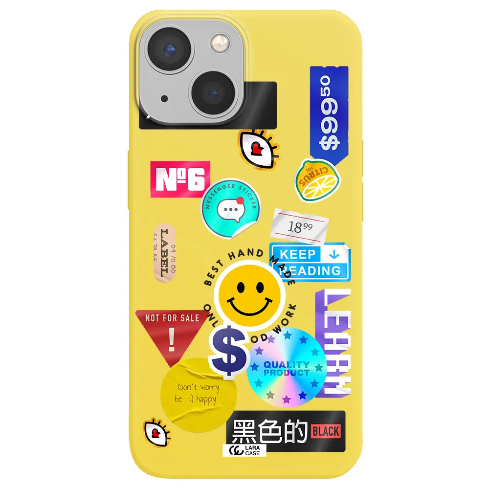 Happy Stıckers Apple iPhone 13 mini Silicone canary yellow Case