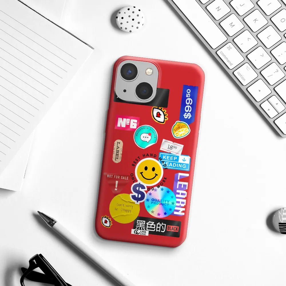 Happy Stıckers Apple iPhone 13 mini Silicone Imperial Red Case
