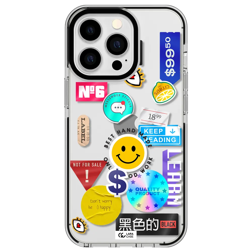 Happy Stıckers Apple iPhone 13 Pro impact black border Case