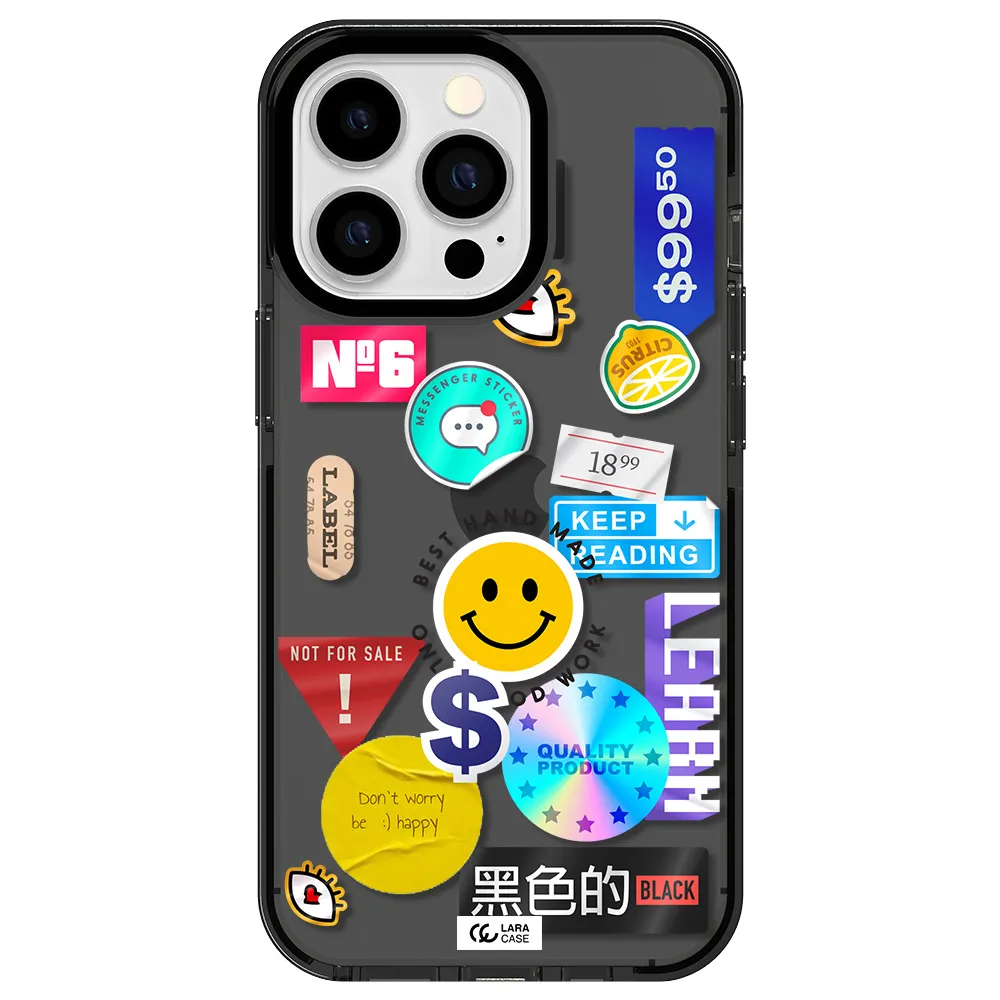 Happy Stıckers Apple iPhone 13 Pro impact Smoke Black Case