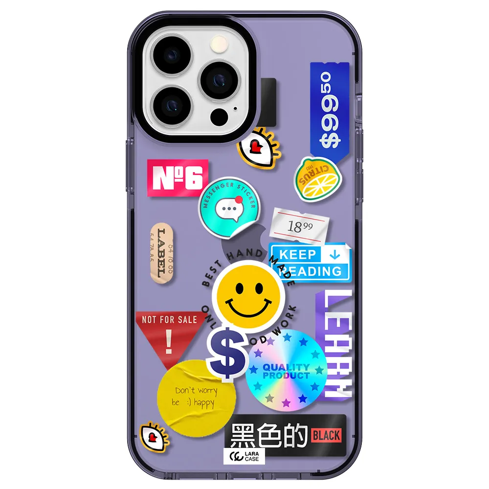 Happy Stıckers Apple iPhone 13 Pro Max impact Lilac Case
