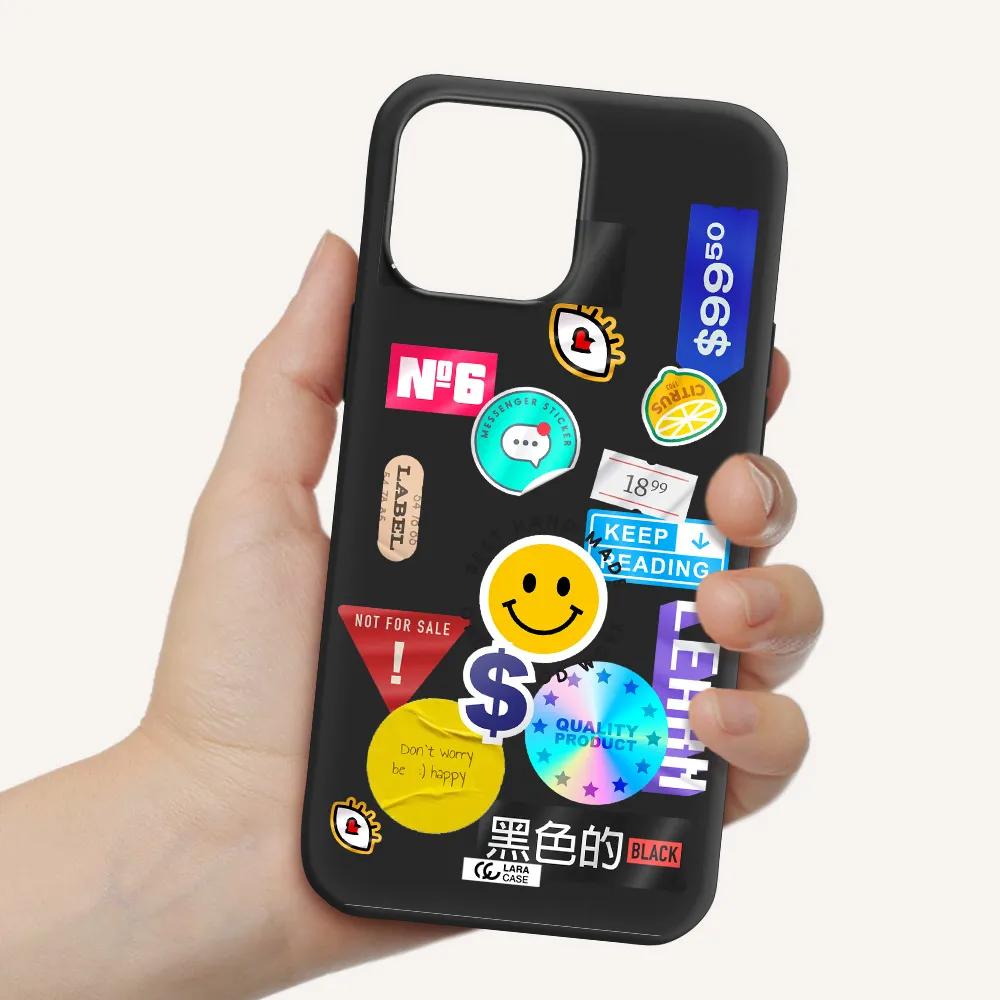 Happy Stıckers Apple iPhone 13 Pro Max Silicone black Case