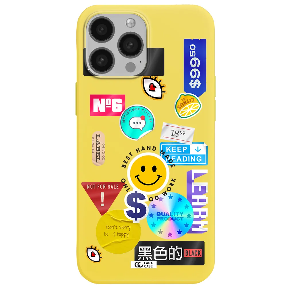 Happy Stıckers Apple iPhone 13 Pro Max Silicone canary yellow Case