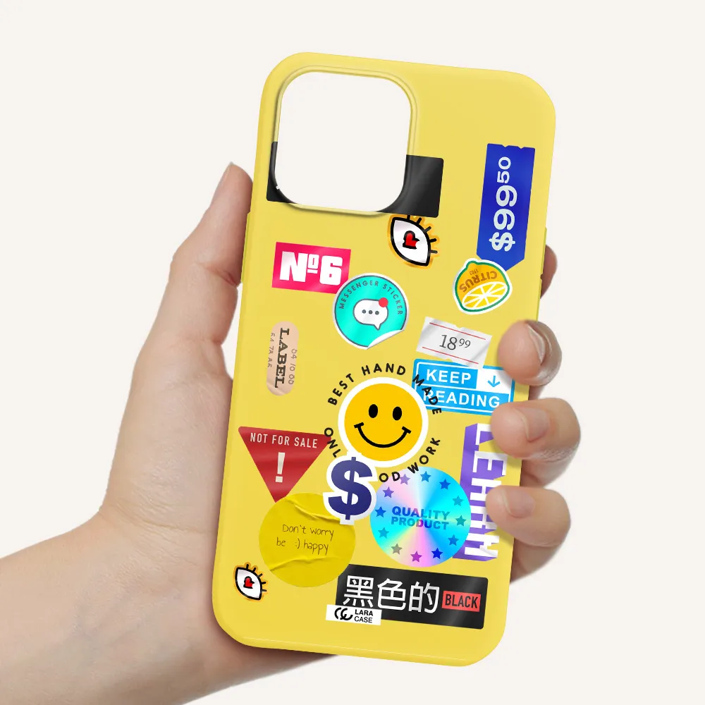 Happy Stıckers Apple iPhone 13 Pro Max Silicone canary yellow Case