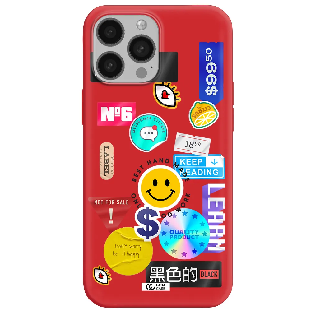 Happy Stıckers Apple iPhone 13 Pro Max Silicone Imperial Red Case