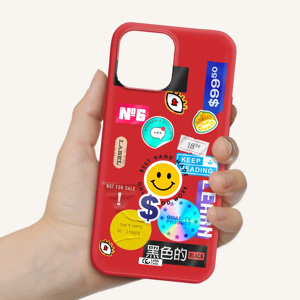 Happy Stıckers Apple iPhone 13 Pro Max Silicone Imperial Red Case