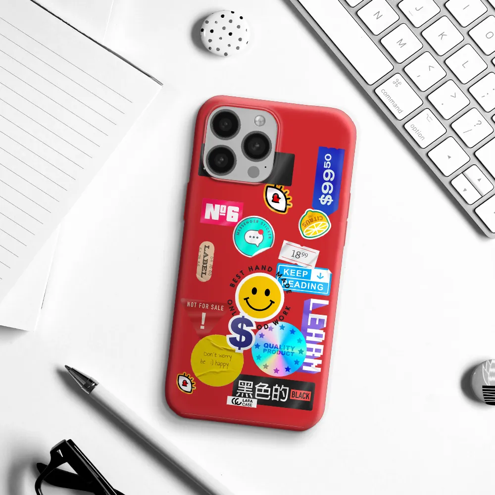 Happy Stıckers Apple iPhone 13 Pro Max Silicone Imperial Red Case