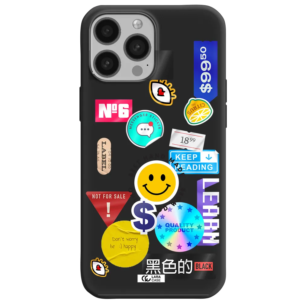 Happy Stıckers Apple iPhone 13 Pro Silicone black Case