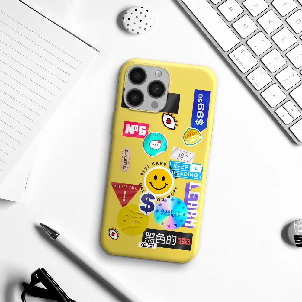 Happy Stıckers Apple iPhone 13 Pro Silicone canary yellow Case