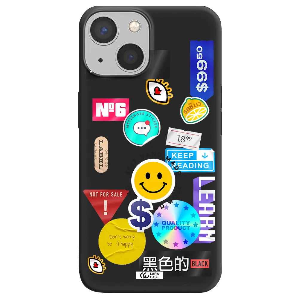 Happy Stıckers Apple iPhone 13 Silicone black Case