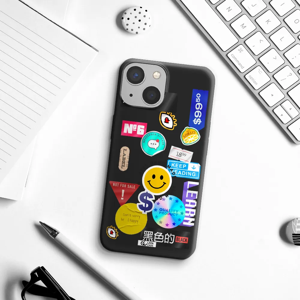 Happy Stıckers Apple iPhone 13 Silicone black Case
