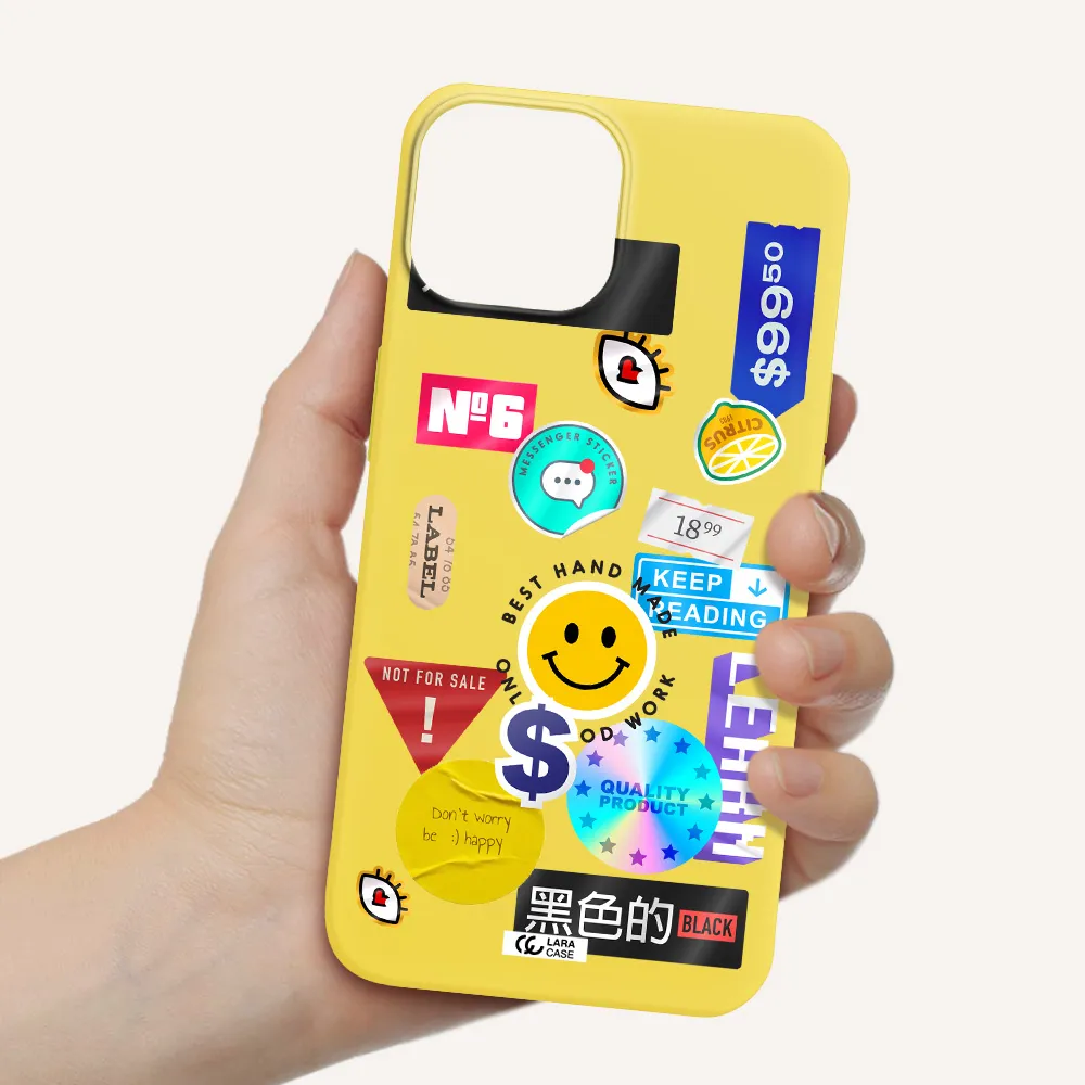 Happy Stıckers Apple iPhone 13 Silicone canary yellow Case